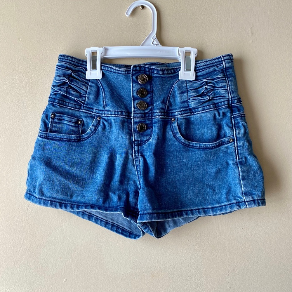 Blue denim shorts